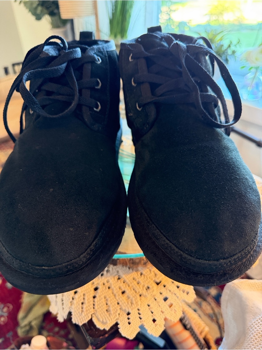 UGG Neumel Black Suede Shearling Chukka Boots Women’s Size 10